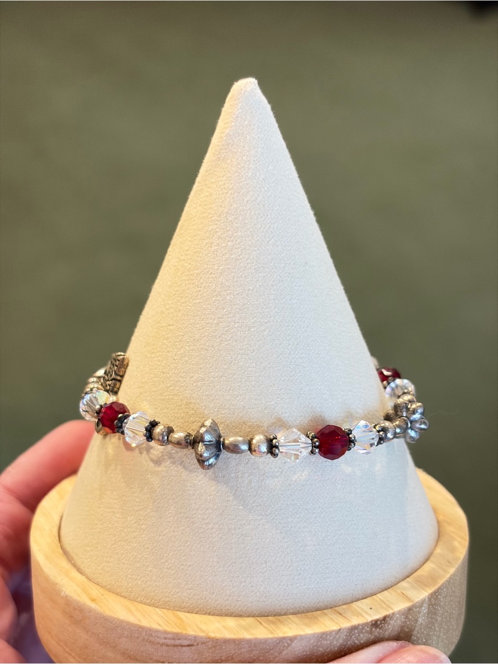 SJC Sterling and Crystal bead Special mom bracelet